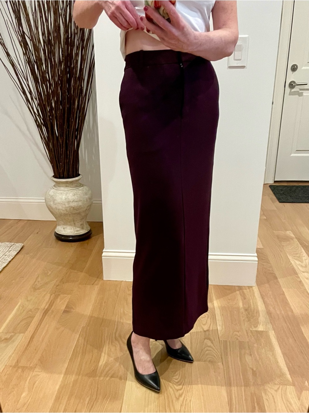 Aritzia Babaton Deep Plum Maxi Straight Skirt